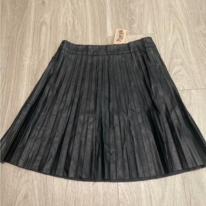 She + Sky Black Pleated Faux Leather Mini Skirt